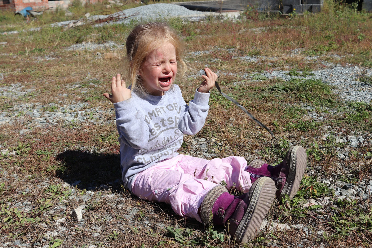 A little girl sits on the grass crying loudly. Tantrums are a part of your child's development and must be managed properly in order to build proper coping skills and self-regulation. before starting school.
