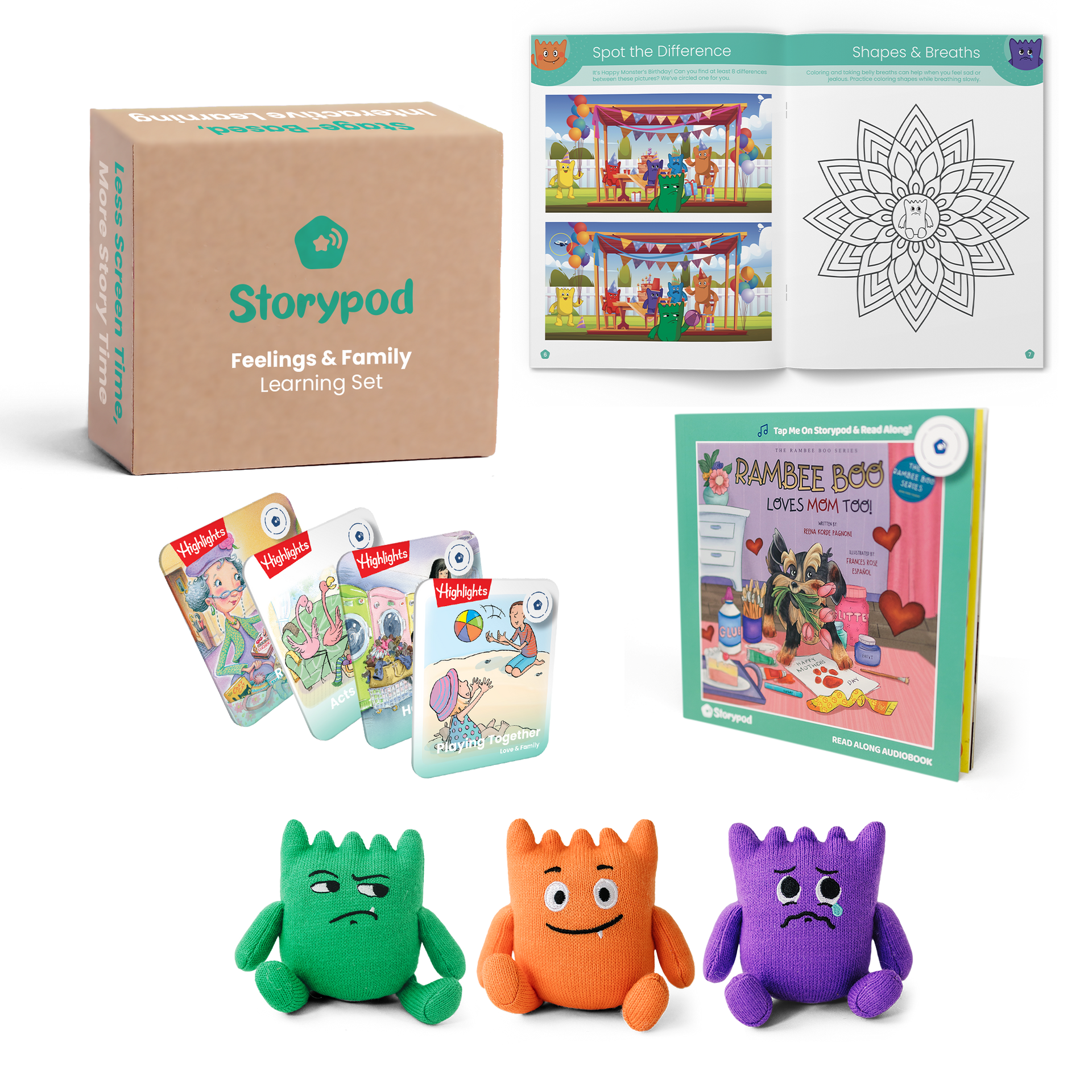 Feelings & Family Learning Set for the Storypod Audio System