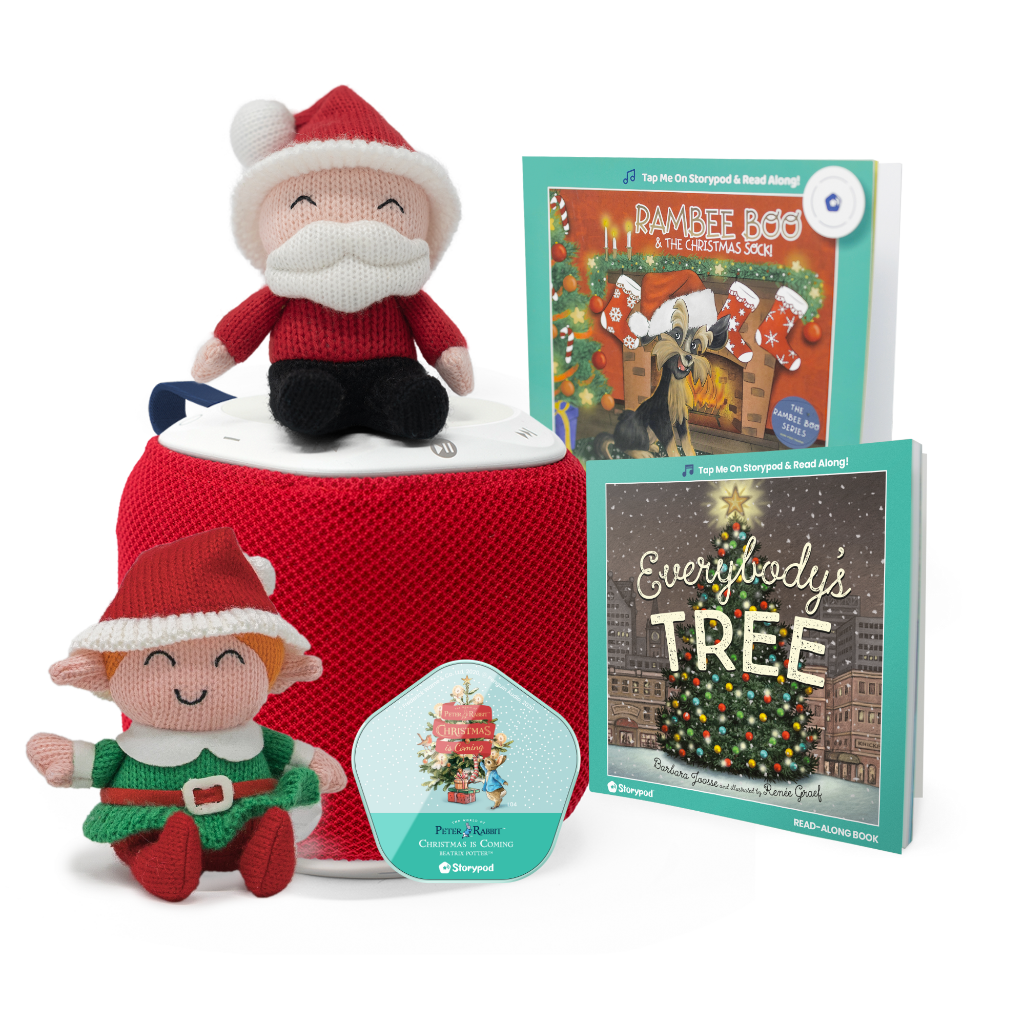 Storypod's Colors and Jungle Animals learning set with book, animal cards, and plush toy.